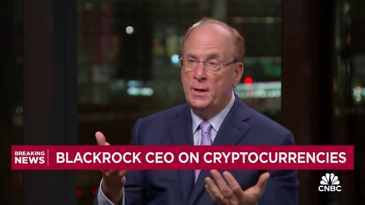 CRYPTO WORLD BlackRock’s Larry Fink says bitcoin ETFs are just the first step in the technological revolution of finance.